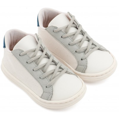 BS3039 Λευκό Πάγου Γκρι Μπλε Δετό Τρίχρωμο Σνίκερ 