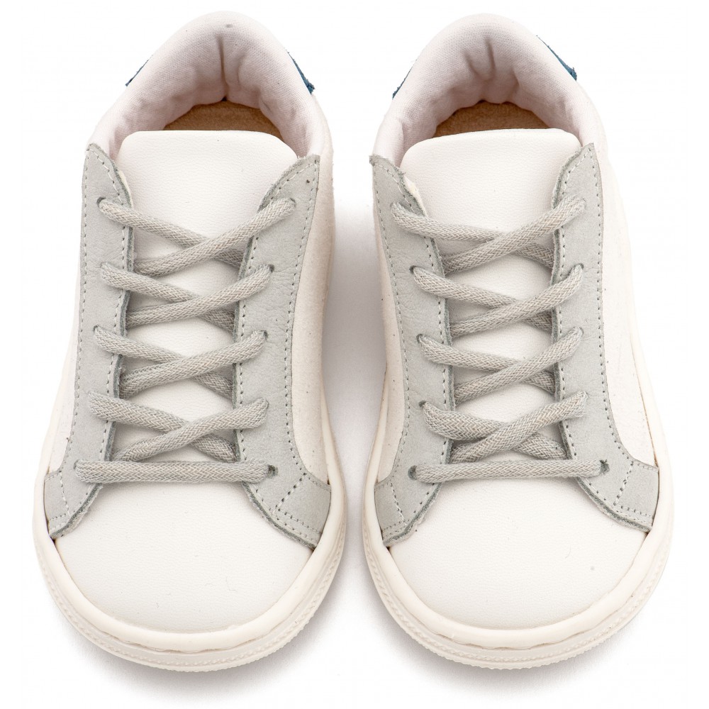 BS3039 Λευκό Πάγου Γκρι Μπλε Δετό Τρίχρωμο Σνίκερ 