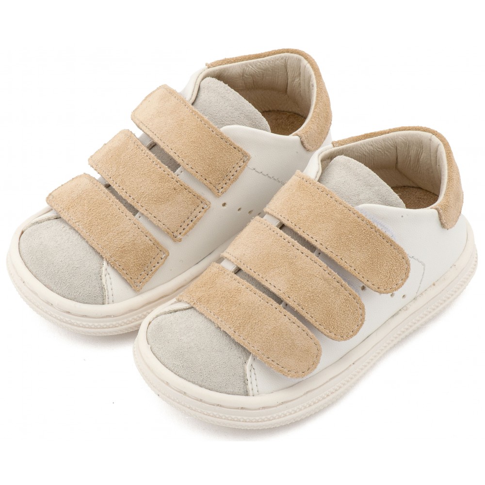 BS3096 Λευκό Μπεζ Σνίκερ με Τριπλή Μπαρέτα Χρατς 