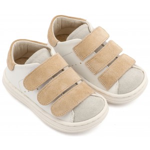 BS3096 Λευκό Μπεζ Σνίκερ με Τριπλή Μπαρέτα Χρατς 