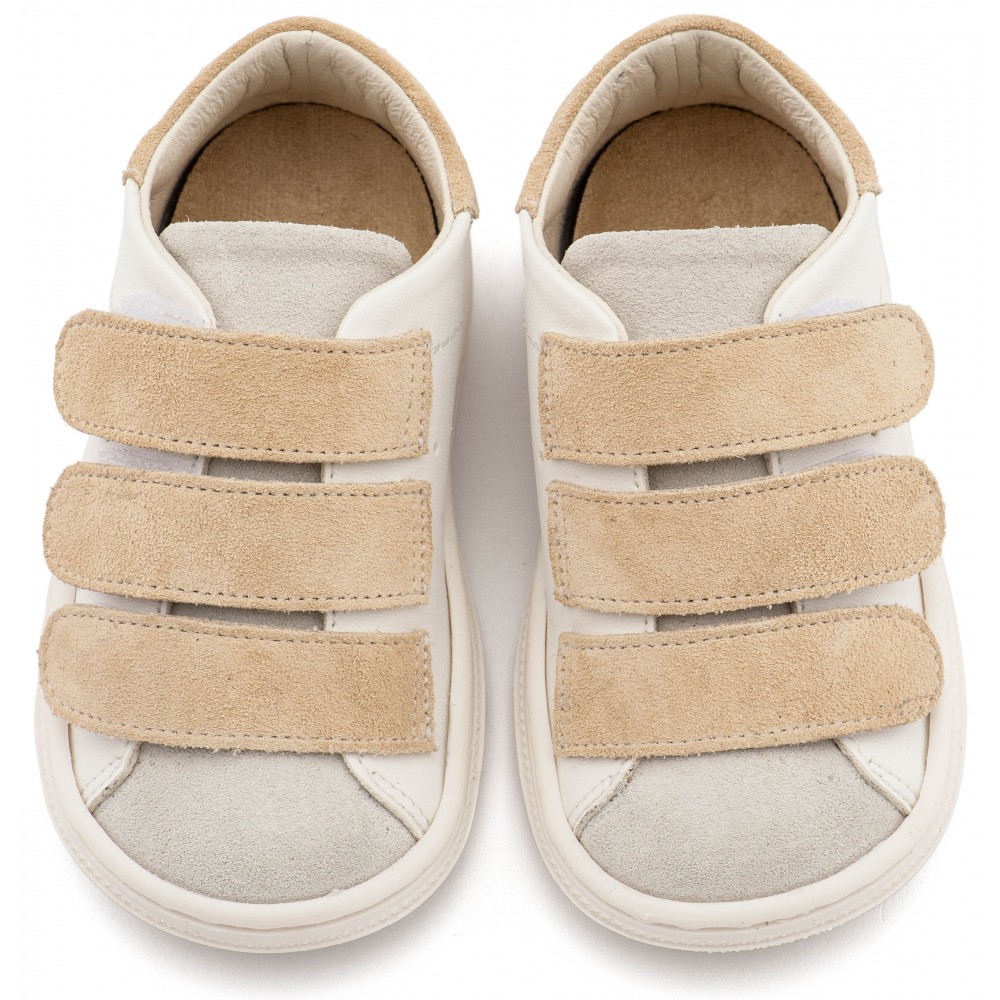 BS3096 Λευκό Μπεζ Σνίκερ με Τριπλή Μπαρέτα Χρατς 