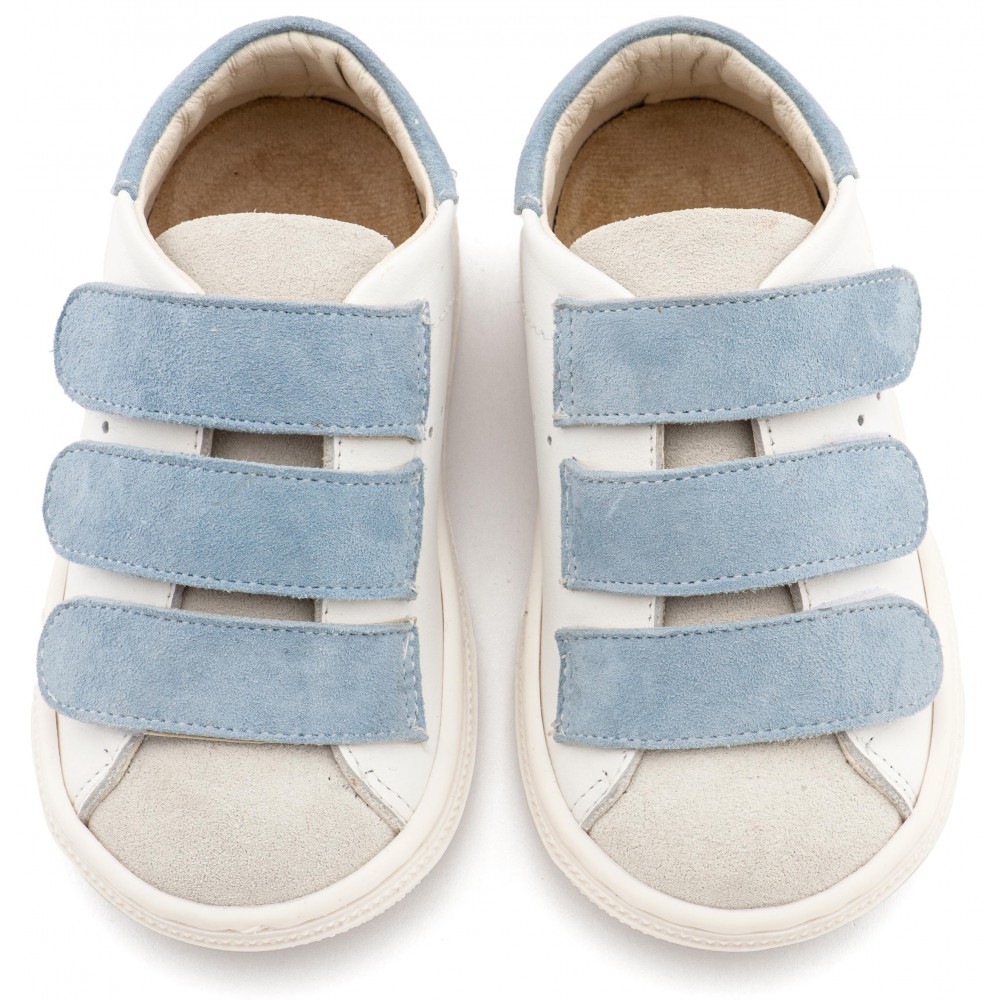 BS3096 Λευκό Σιέλ Σνίκερ με Τριπλή Μπαρέτα Χρατς 