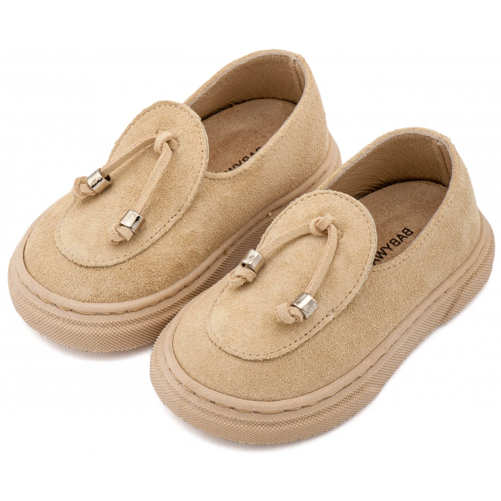 BW4307 Μπεζ Loafer με Φουντάκια 