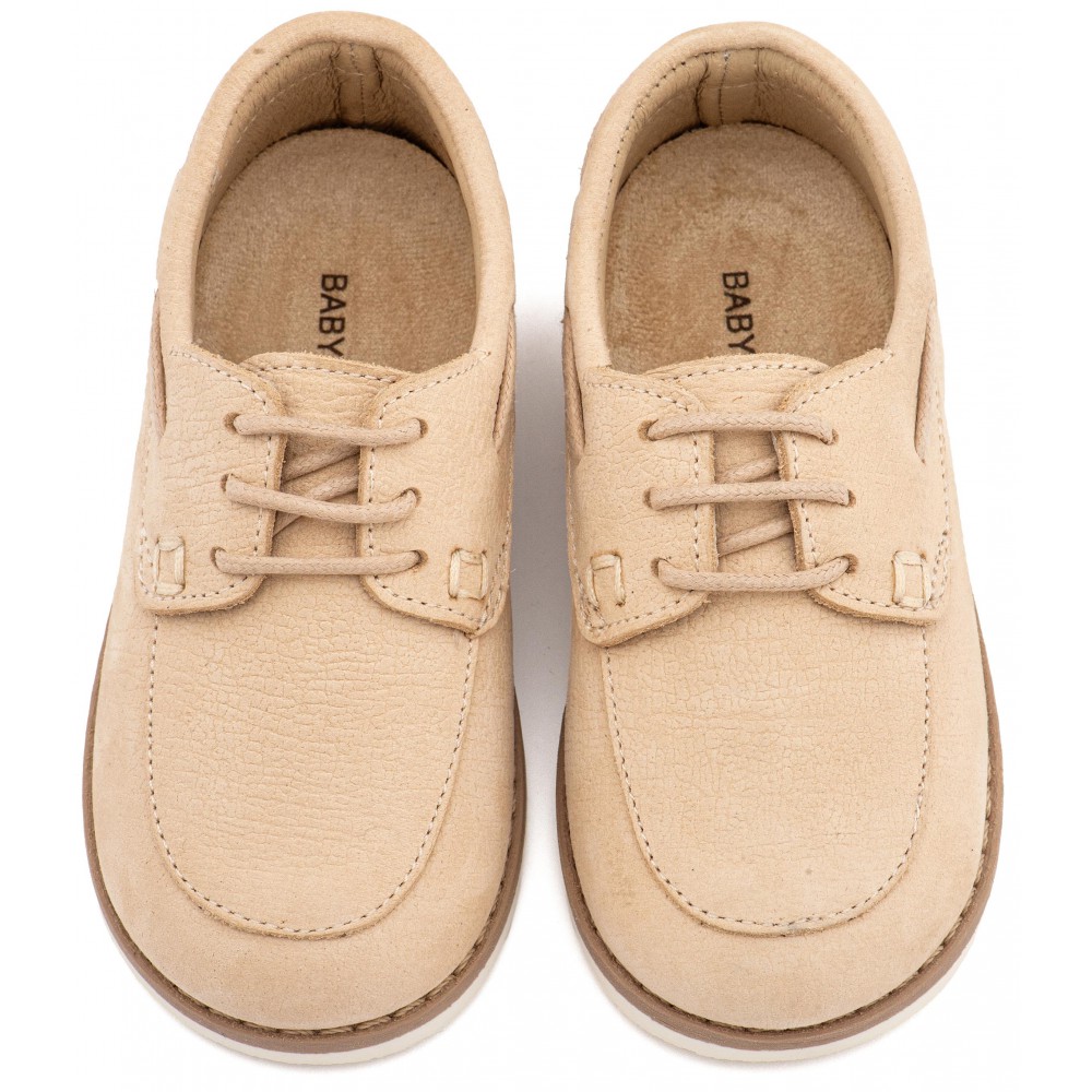 BW 4308 Μπεζ Δετό Δερμάτινο Μοκασίνι 