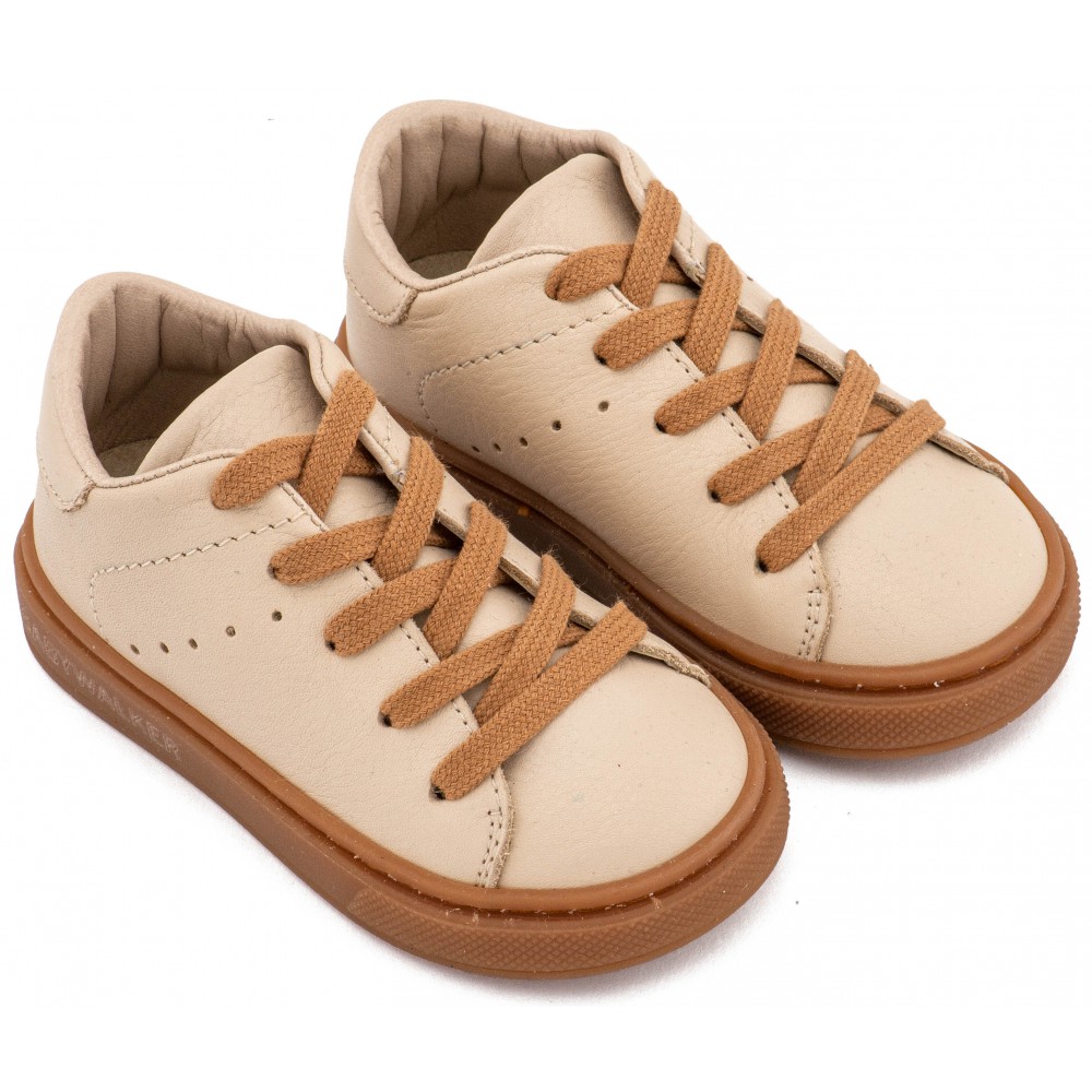 BW 4312 Μπεζ Δετό Δερμάτινο Sneaker 