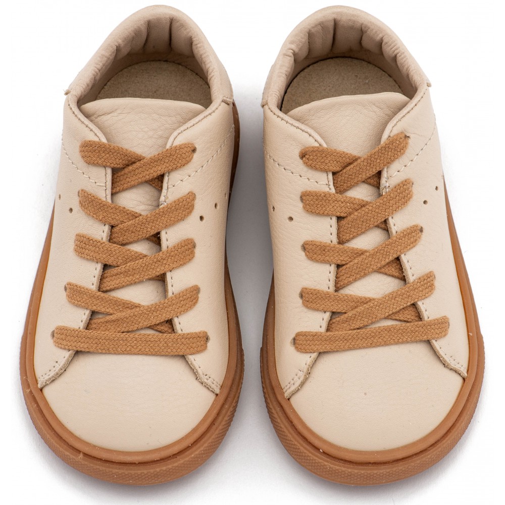 BW 4312 Μπεζ Δετό Δερμάτινο Sneaker 