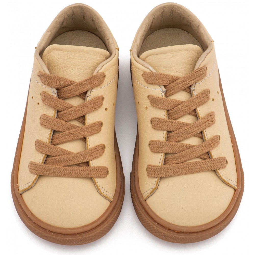 BW 4312 Καλαμποκί Δετό Δερμάτινο Sneaker 