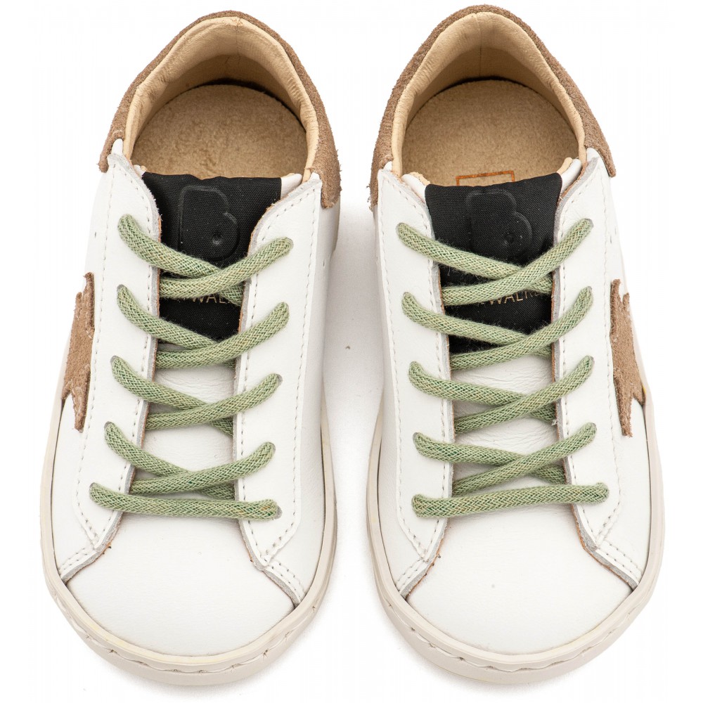 EXC5315  Λευκό Μπεζ Μέντα Τρίχρωμο Sneaker Δετό 