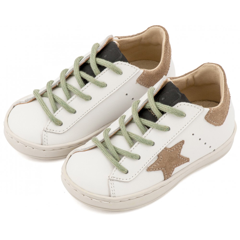 EXC5315  Λευκό Μπεζ Μέντα Τρίχρωμο Sneaker Δετό 