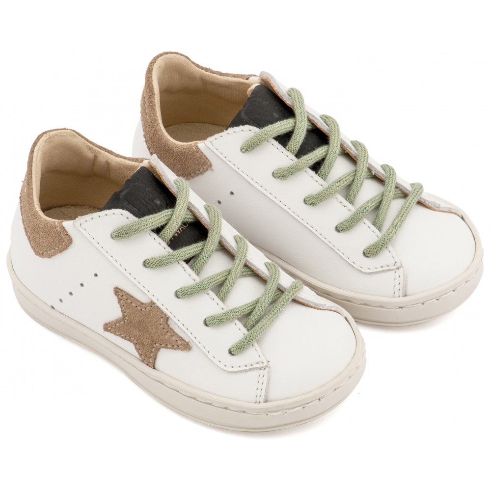 EXC5315  Λευκό Μπεζ Μέντα Τρίχρωμο Sneaker Δετό 