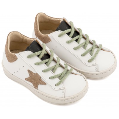 EXC5315  Λευκό Μπεζ Μέντα Τρίχρωμο Sneaker Δετό 