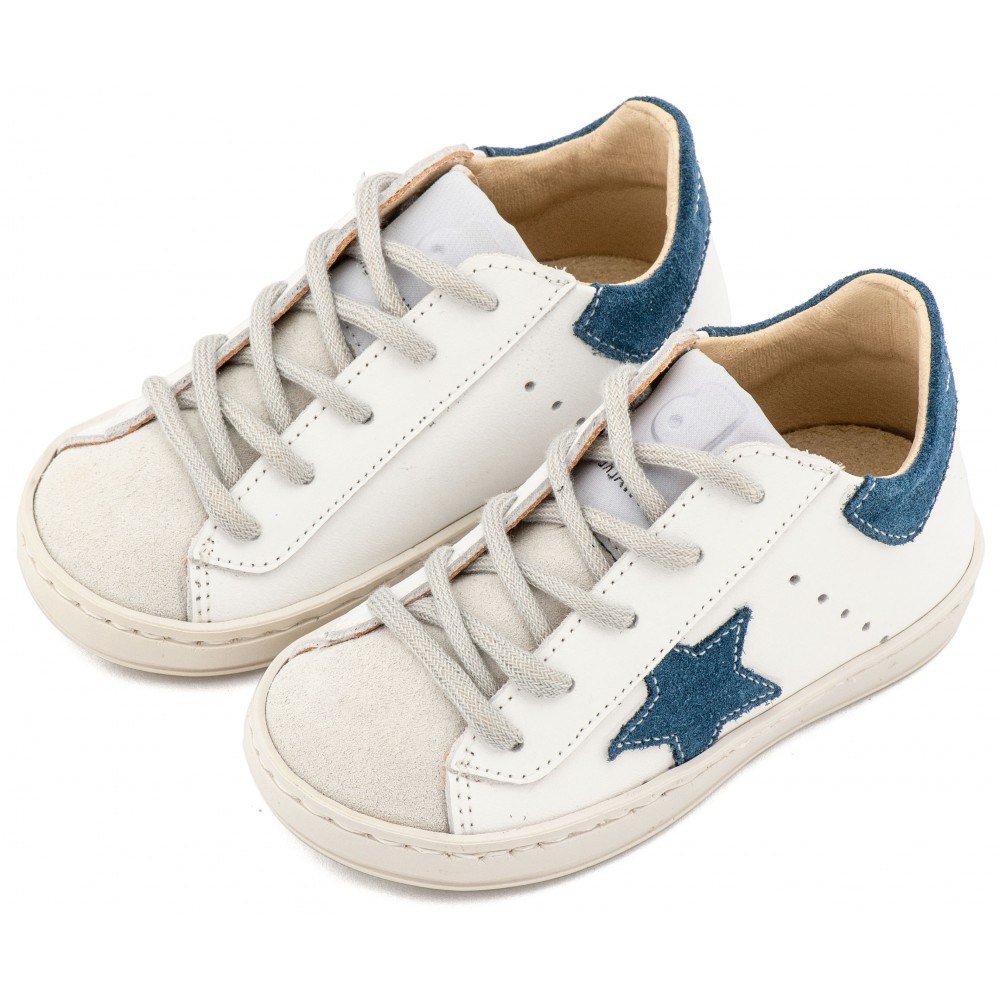 EXC5315  Λευκό Μπλε Ρουά Γκρι Τρίχρωμο Sneaker Δετό 