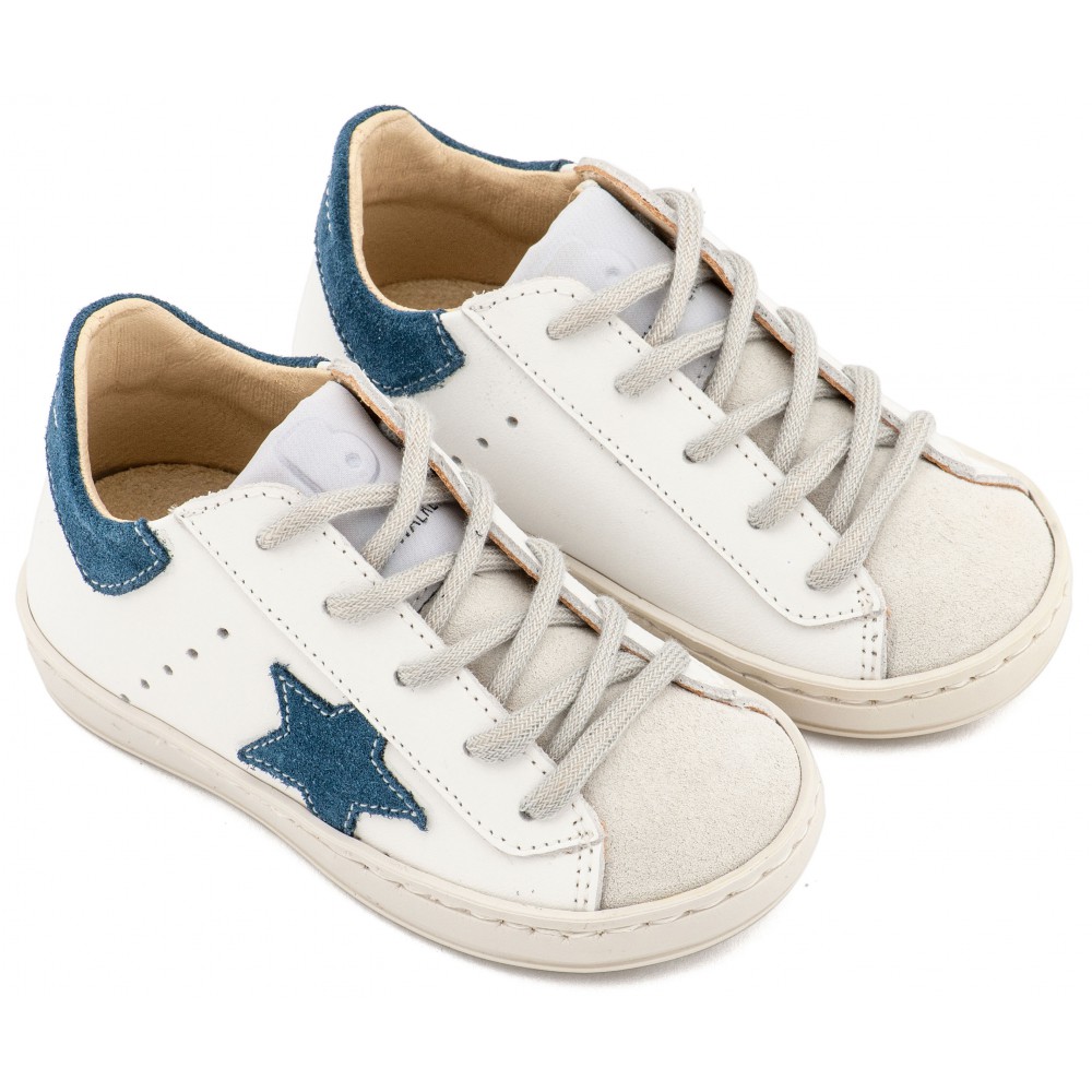 EXC5315  Λευκό Μπλε Ρουά Γκρι Τρίχρωμο Sneaker Δετό 