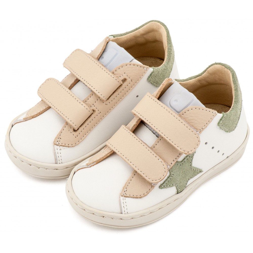 EXC5316  Λευκό Εκρού Μέντα Τρίχρωμο Sneaker Διπλό Χρατς 