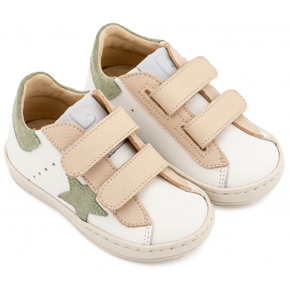 EXC5316  Λευκό Εκρού Μέντα Τρίχρωμο Sneaker Διπλό Χρατς 