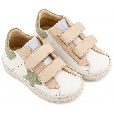 EXC5316  Λευκό Εκρού Μέντα Τρίχρωμο Sneaker Διπλό Χρατς 