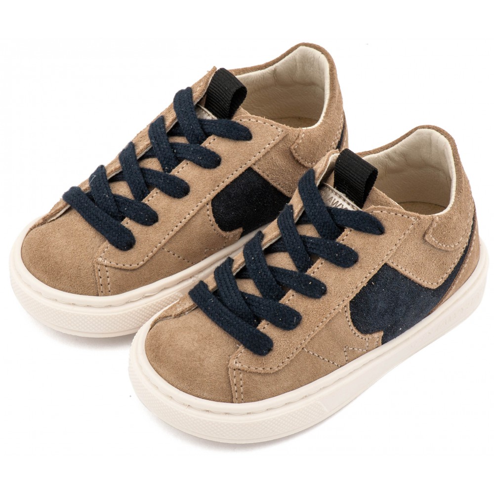 EXC8002 Μπεζ Μπλε Δίχρωμο Sneaker Δετό 