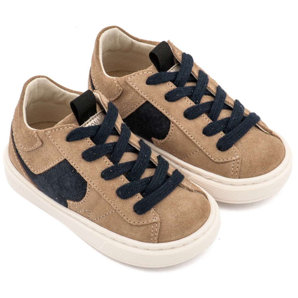 EXC8002 Μπεζ Μπλε Δίχρωμο Sneaker Δετό 