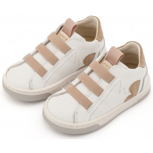 EXC8005 Λευκό Μπεζ Sneaker Παντοφλέ με Λαστιχάκια 