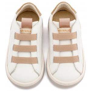 EXC8005 Λευκό Μπεζ Sneaker Παντοφλέ με Λαστιχάκια 