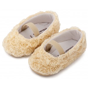 MI1660 Εκρού Μπαλαρίνα Διακοσμημένη με Chiffon Λουλούδια 