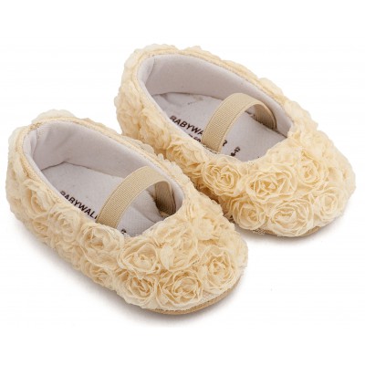 MI1660 Εκρού Μπαλαρίνα Διακοσμημένη με Chiffon Λουλούδια 