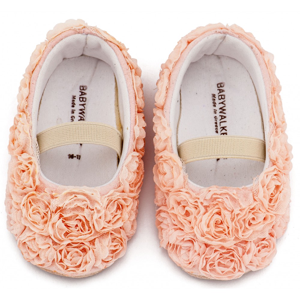 MI1660 Ροζ Μπαλαρινα Διακοσμημένη με Chiffon Λουλούδια 