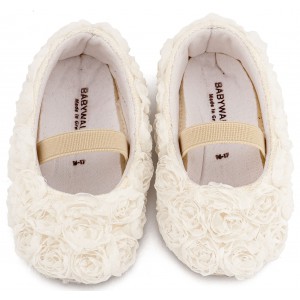 MI1660 Λευκό Μπαλαρινα Διακοσμημένη με Chiffon Λουλούδια 