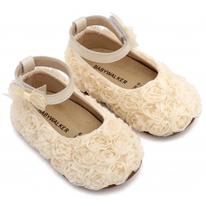 PRI2654 Εκρού Μπαλαρίνα Διακοσμημένη με Chiffon Λουλούδια 