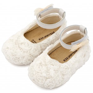 PRI2654 Λευκό Μπαλαρίνα Διακοσμημένη με Chiffon Λουλούδια 