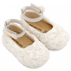 PRI2654 Λευκό Μπαλαρίνα Διακοσμημένη με Chiffon Λουλούδια 