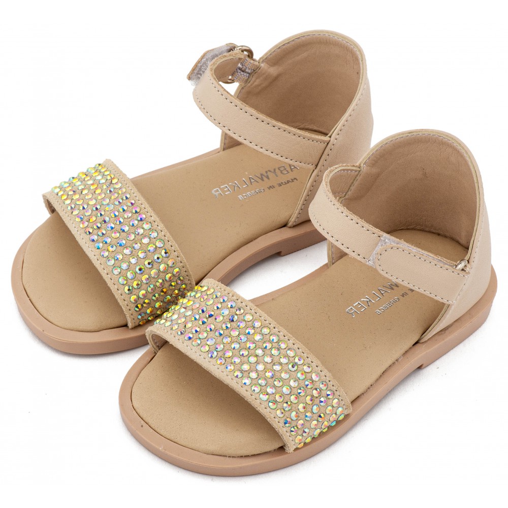 LU6133 Μπεζ Πέδιλο Διακοσμημένο με Στρας  