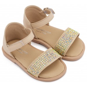 LU6133 Μπεζ Πέδιλο Διακοσμημένο με Στρας  