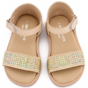 LU6133 Μπεζ Πέδιλο Διακοσμημένο με Στρας  
