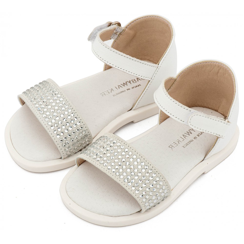 LU6133 Λευκό Πέδιλο Διακοσμημένο με Στρας  