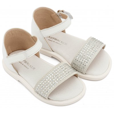 LU6133 Λευκό Πέδιλο Διακοσμημένο με Στρας  