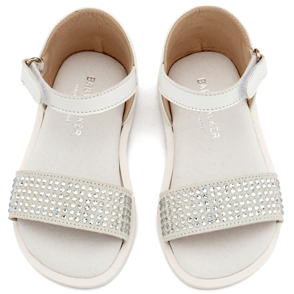 LU6133 Λευκό Πέδιλο Διακοσμημένο με Στρας  