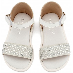 LU6133 Λευκό Πέδιλο Διακοσμημένο με Στρας  