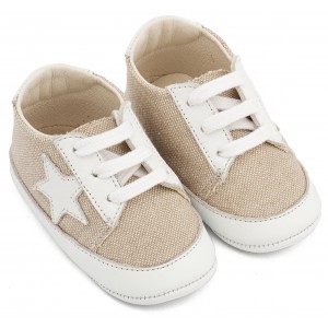  MI1135 Υφασμάτινο Δετό Sneaker Μπεζ Λευκό