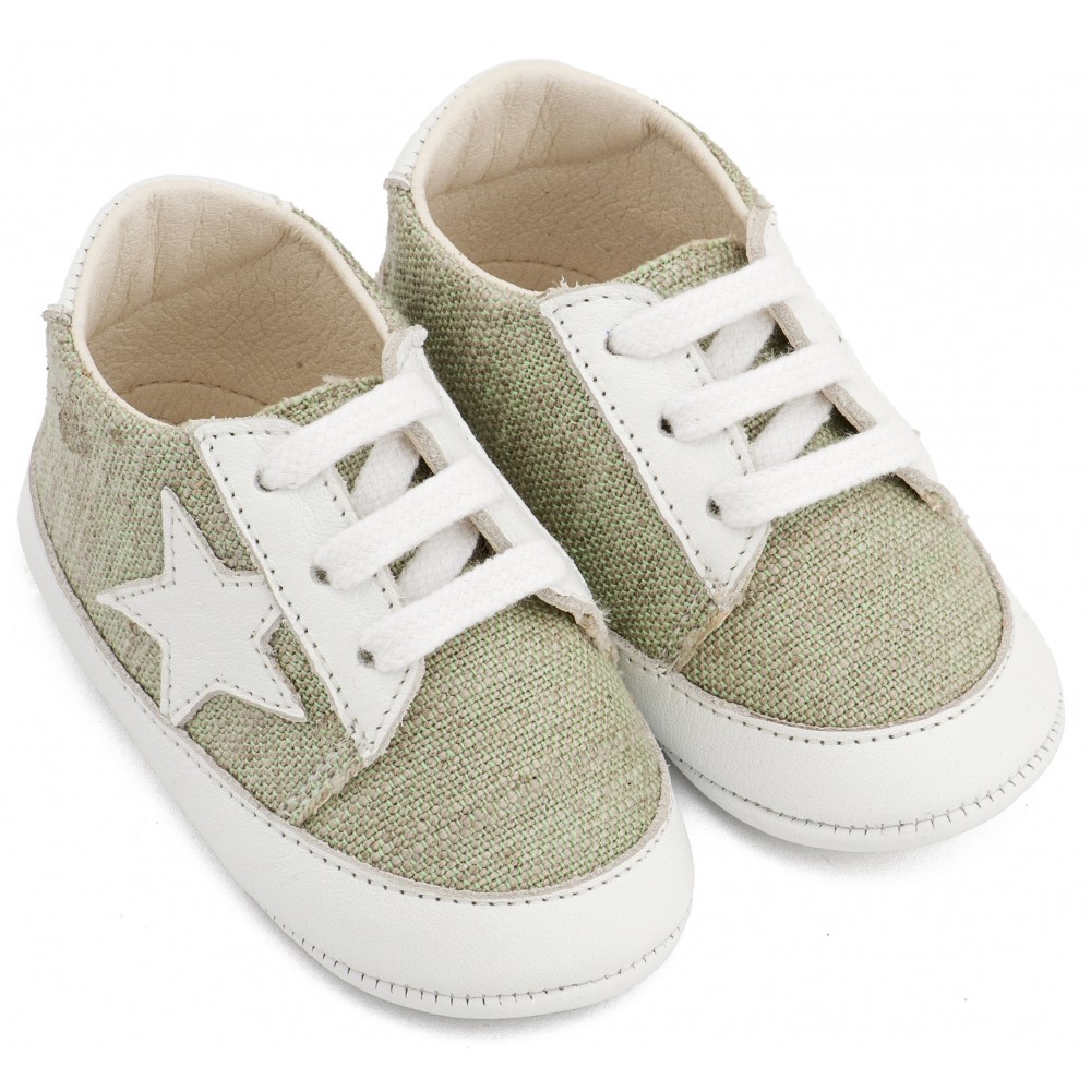  MI1135 Υφασμάτινο Δετό Sneaker Φυστικί Λευκό