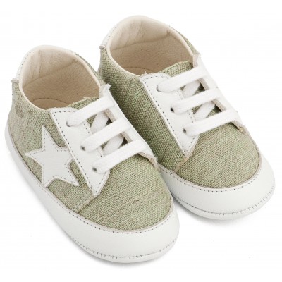  MI1135 Υφασμάτινο Δετό Sneaker Φυστικί Λευκό