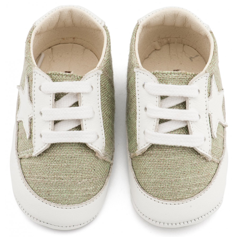  MI1135 Υφασμάτινο Δετό Sneaker Φυστικί Λευκό