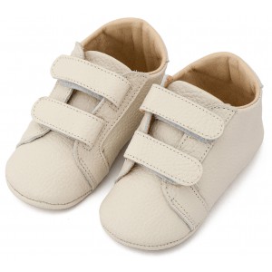 MI1136 Εκρού Δερμάτινο Σνικερ με Χρατς 