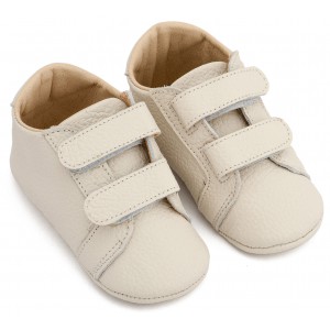 MI1136 Εκρού Δερμάτινο Σνικερ με Χρατς 