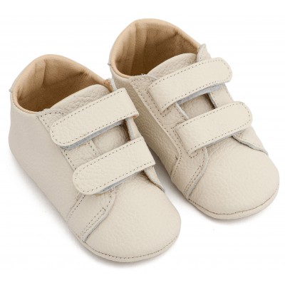 MI1136 Εκρού Δερμάτινο Σνικερ με Χρατς 