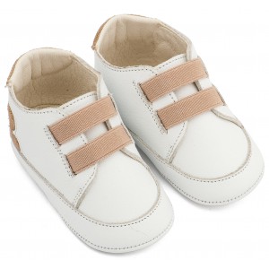 MI1137 Λευκό Μπεζ Παντοφλέ Σνίκερ με Λαστιχάκια 