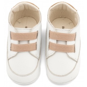 MI1137 Λευκό Μπεζ Παντοφλέ Σνίκερ με Λαστιχάκια 