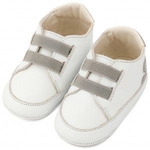 MI1137 Λευκό Γκρι Παντοφλέ Σνίκερ με Λαστιχάκια 