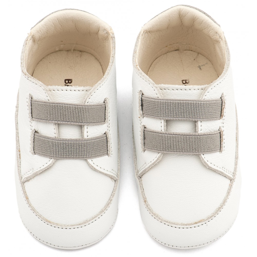 MI1137 Λευκό Γκρι Παντοφλέ Σνίκερ με Λαστιχάκια 