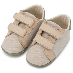 MI1138 Λευκό Μπεζ Δερμάτινο Σνικερ με Χρατς 